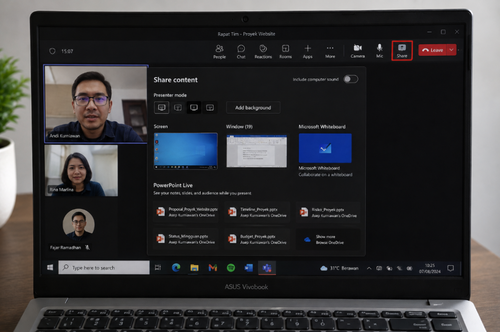 Cara Berbagi Layar di Microsoft Teams