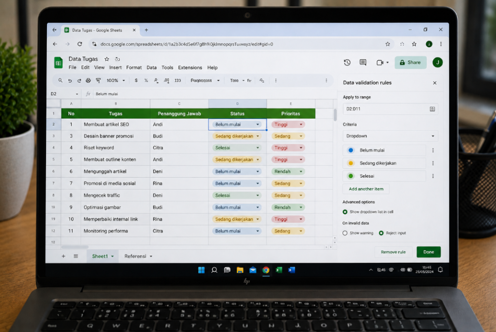 Cara Membuat Dropdown di Google Sheets